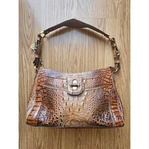 Brahmin Melbourne Croc Embossed Toasted Almond Handbag